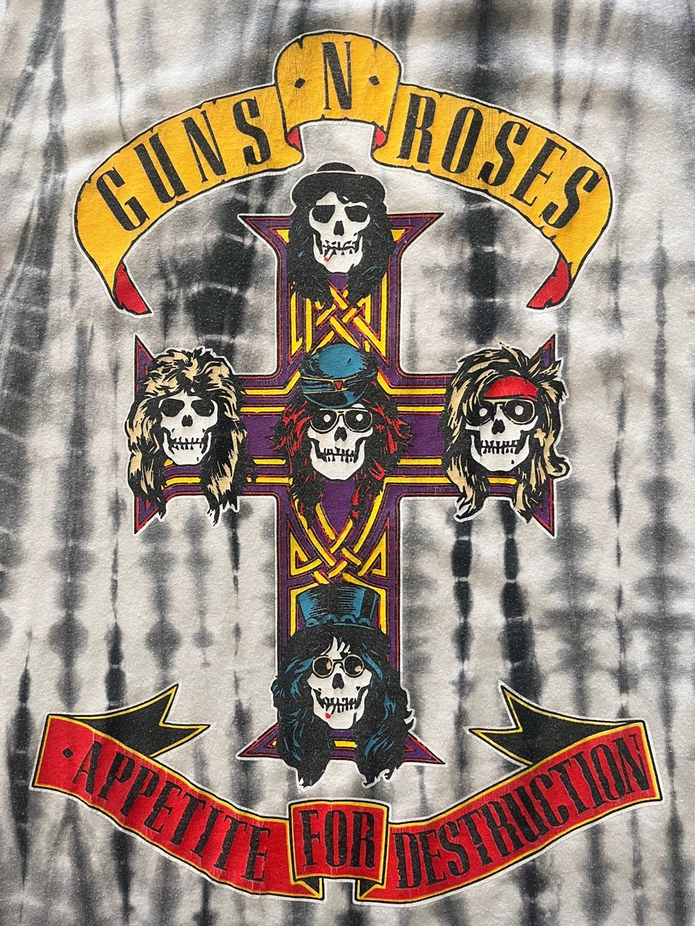 Guns N' Roses Appetite For Destruction Tie-Dye Graphic Tee - Yellow/Red/Black